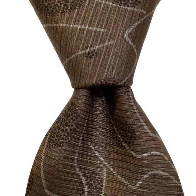 GIORGIO ARMANI Men's VINTAGE Silk Necktie ITALY Luxury Geometric Brown/Gray EUC