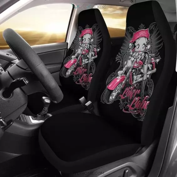 Betty Boop Biker Art Car Seat Covers Cartoon Fan Gift (set of 2)