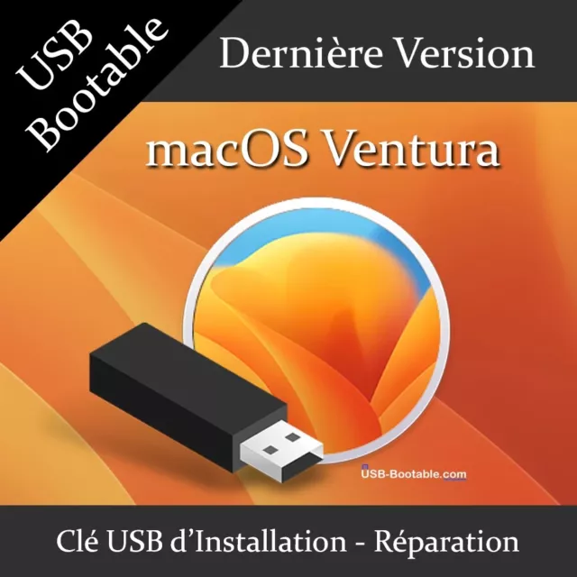 Clé USB Bootable macOS Ventura + Guide PDF d'utilisation