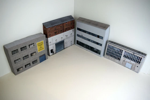 OO Gauge Low Relief Industrial Building Kit – 6 Photo-Realistic Card Models For 1:76 Scale Set 22