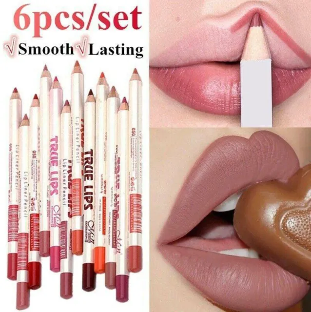 1 Set Waterproof Lip Liner Lipstick Long Lasting Matte Lipliner Pencil Pen 6Pcs