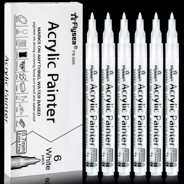3X White Gel Ink Marker Pen Drawing Art Fine Tip Sketching Painting Tool  0.8MM