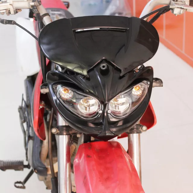 Black Motorcycle Motocross Headlight Fairing Light Dual Street Fighter Universal