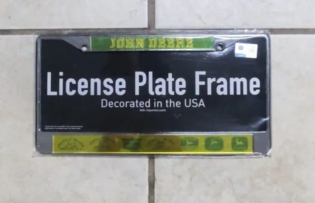 WinCraft Official John Deere License Plate Frame Vintage Moline, Illinois Chrome