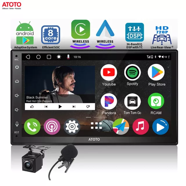 ATOTO A6 7 pollici autoradio Android GPS navigatore doppio DIN wireless  carplay con fotocamera EUR 256,29 - PicClick IT