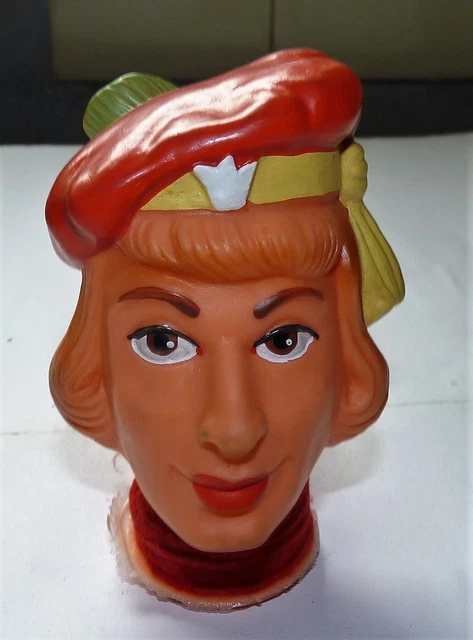 Marionnettes à main vintage, marionnettes de théâtre de marionnettes : reine, roi, bouffon, visage en caoutchouc, années 60 - France