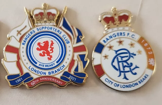 Glasgow Rangers Football Supporters Enamel  Badges x Two