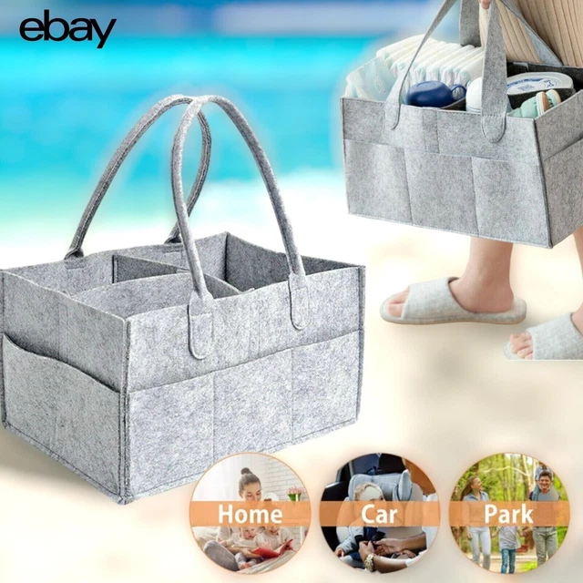 Felt Baby Diaper Organizer Caddy Changing Nappy Kids Storage Carrier Grey Bag UK