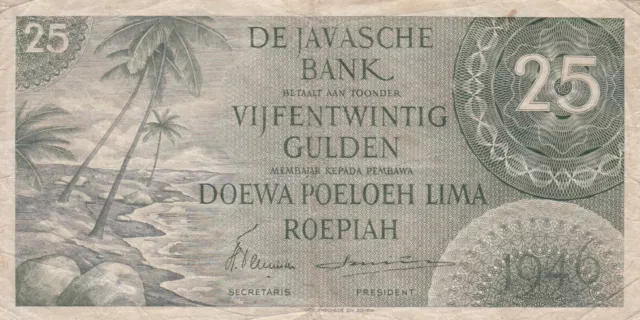 i-002145 Netherlands Indies 25 Gulden/Roepiah 1946 F/VF