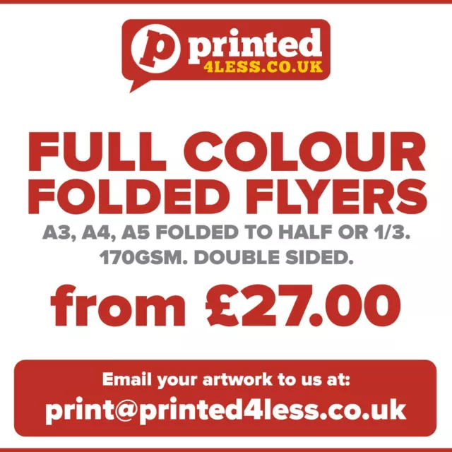 Folded Flyers Menu Leaflets Printed Full Colour A3 A4 A5 A6 170Gsm