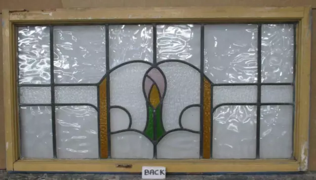 OLD ENGLISH LEADED STAINED GLASS WINDOW TRANSOM Abstract Floral 39" x 20.75" 3