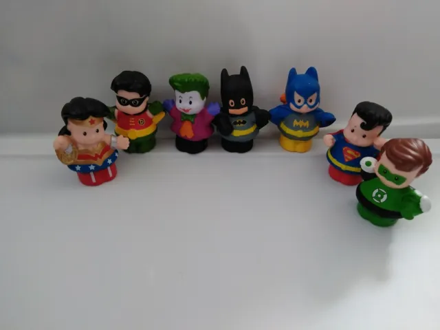 Little People Super Heroes Lot Of 7 Wonder Woman Superman Batman Batgirl Joker
