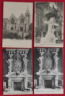Lot of 4 CPA 60 - BRETEUIL (Oise) - Abbey, Church