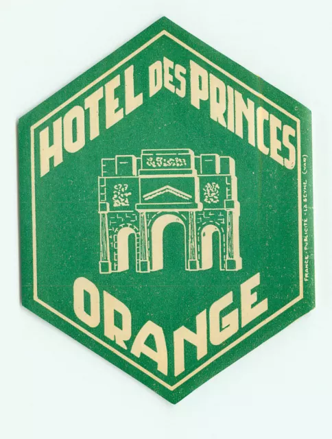 Orange Cote D'azur France Hotel Des Princes Vintage Luggage Label