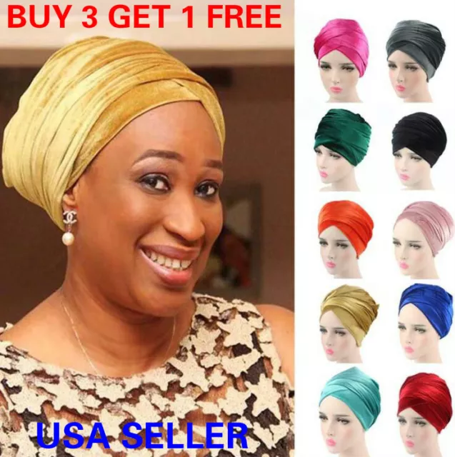 Velvet Women Turban Ladies Hair Head Hijab Cap Muslim Wrap Stretch Hat Scarf