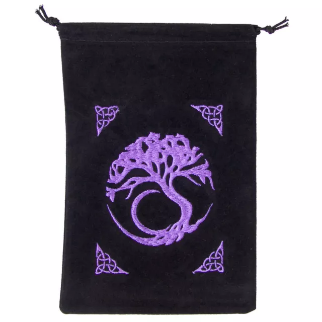 NEW Embroidered Tree of Life Velveteen Tarot Bag 5x7" Celtic Pagan Velvet Pouch