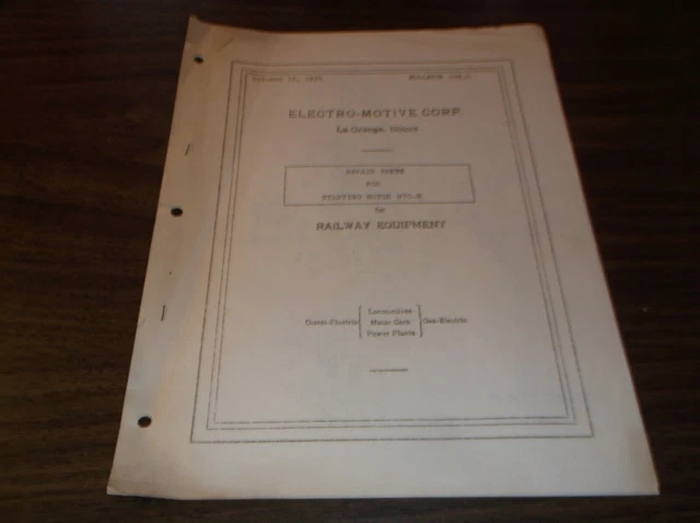 October 1936 Electro-Motive Corporation Starting Motor 970-M Bulletin