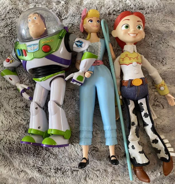 Lot Of Disney Pixar 12" Toy Story Talking Buzz Lightyear Bo Peep Figures Jessie