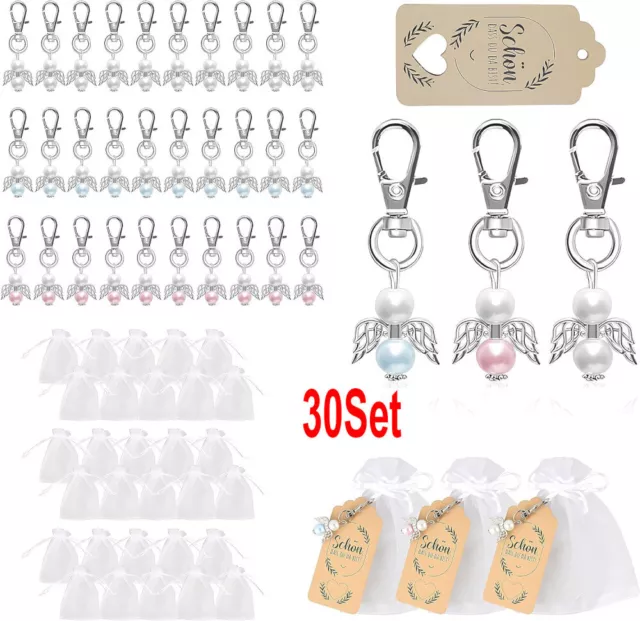 30 Stück Beutel Schutzengel Gastgeschenk Hochzeit Taufe Anhänger mit 30 Organza