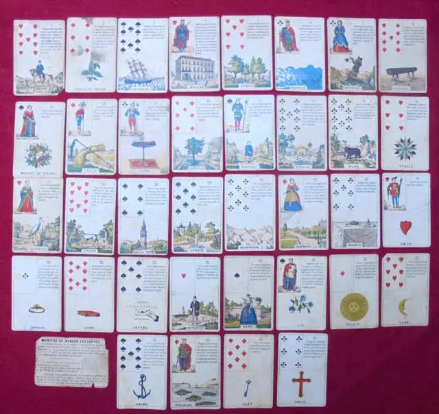 Ancien jeu de cartes DAVELUY BRUGES - 36 cartes - Jeu divinatoire "Lenormand"...