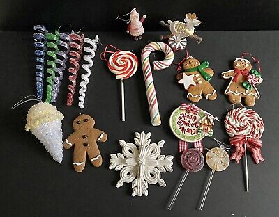 Lot of Candy Sweet Christmas Tree Ornaments Sugar Candyland  Lollipops Cookies