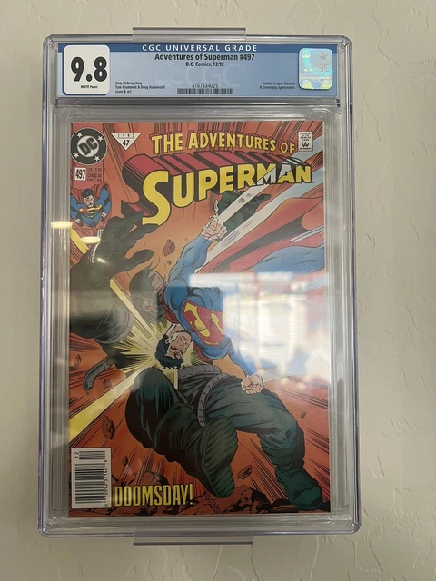 Adventures Of Superman #497 DC Comics 1992 Doomsday App. CGC 9.8 Newsstand Ed.