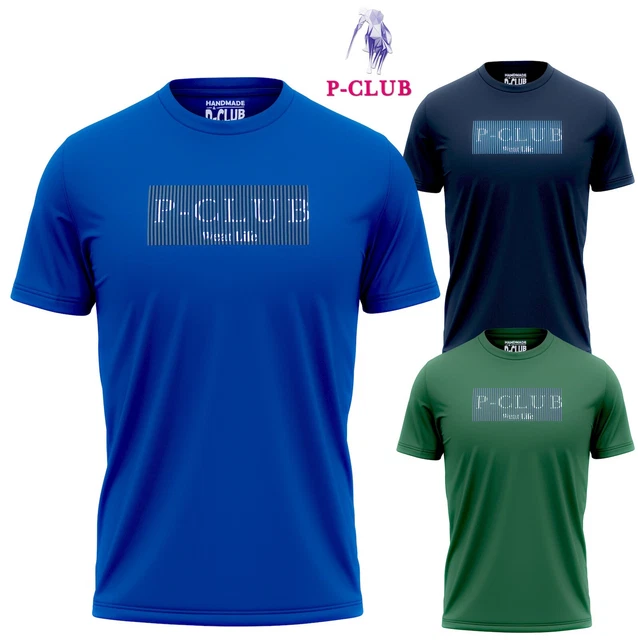 T Shirt Uomo Manica Corta P-Club 100% Cotone 3 Colori Taglie S M L Xl Xxl 3Xl