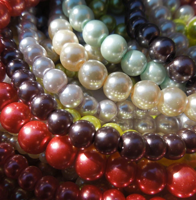 50 Glass Pearl Beads for Jewellery Making High Quality Round Beads RSPCA