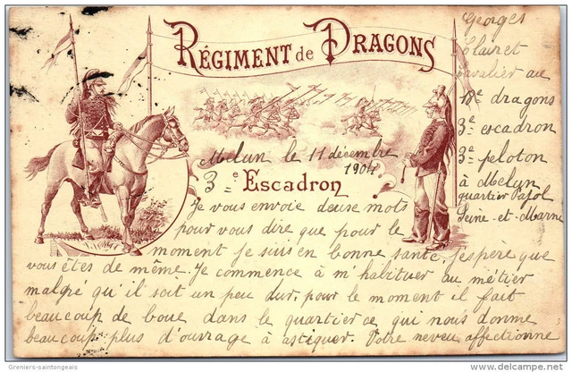 MILITARIA REGIMENTS carte du 3eme regiment de dragons EUR 6,00