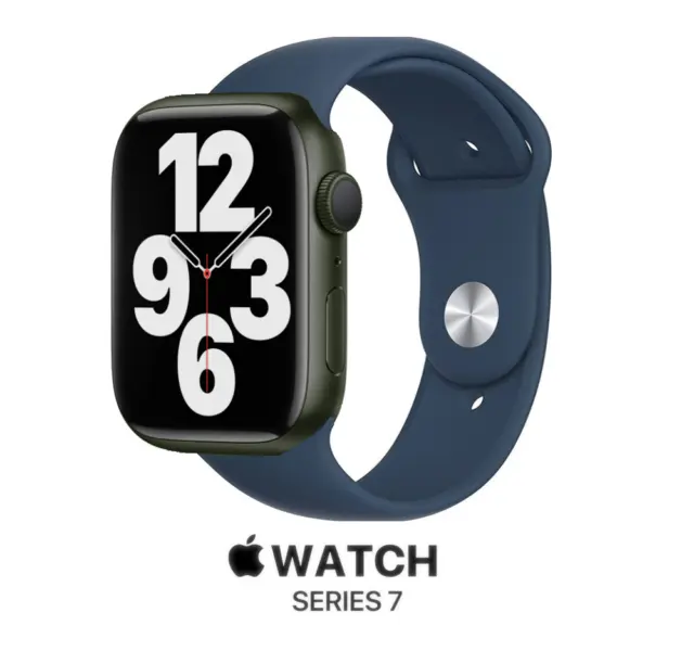 APPLE Watch Series 7 GPS 45mm- Green Aluminium Body with Navy Sports Band