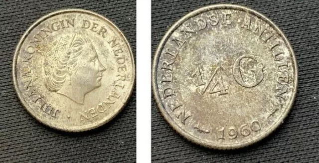 1960 Netherlands 1/4 Gulden UNC ( Mintage 240K )  .640 Silver    #A868