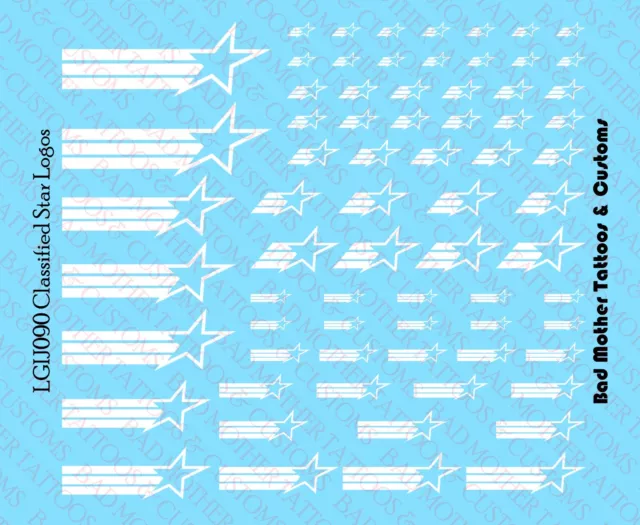 Custom GI Joe Classified Star Logos Waterslide Decals - White for Action Figures