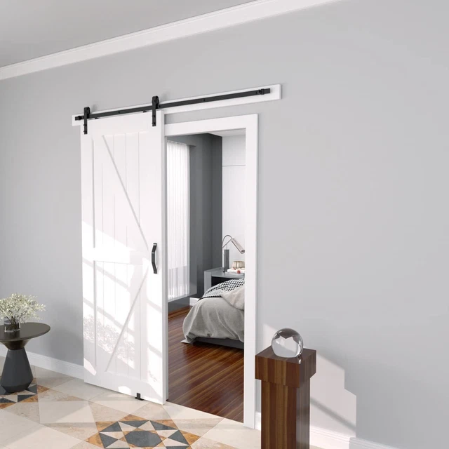 Premium EASY DIY 6FT Barn Door Hardware Farm Barn Door Combo Track Sliding Door