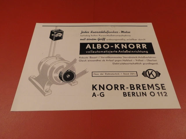 KNORR - BREMSE AG Berlin, ALBO-KNORR ... :Werbeanzeige 1934