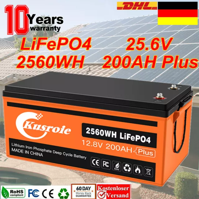 12V 200Ah plus Lithium Batterie LiFePO4 Akku BMS für Wohnmobil Solarbatterie RV