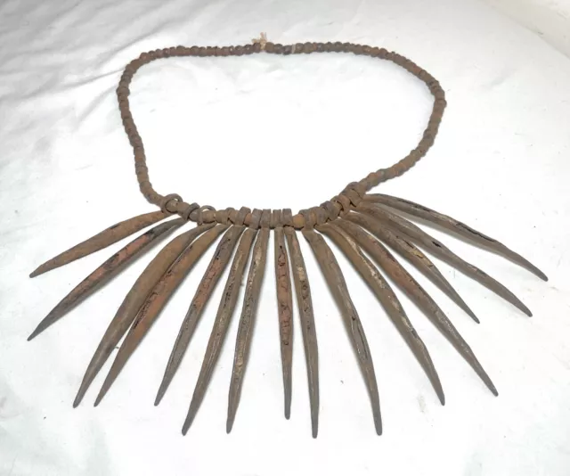 antique handmade 19th century Dogon Tribal African wrought iron spike necklace