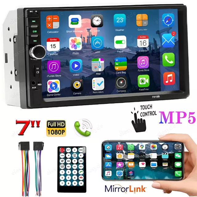 7" Double 2Din Car Stereo Radio Apple/Android Car Play Bluetooth Touch Screen