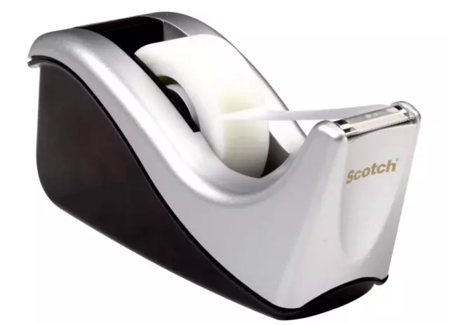 Scotch Desktop Tape Dispenser, Silvertech 1 Count (Pack of 1), Black/Silver