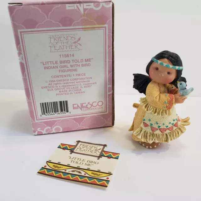Enesco Friends of the Feather "Little Bird Told Me" Native American Girl 1994