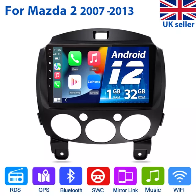 For Mazda 2 2007-2013 1+32GB 9"Android Car Radio SAT Nav GPS DAB+ WIFI Stereo BT