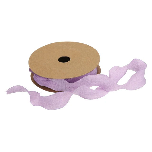 Cinta satinada de doble volante de 1 pulgada 10 yardas color púrpura liso