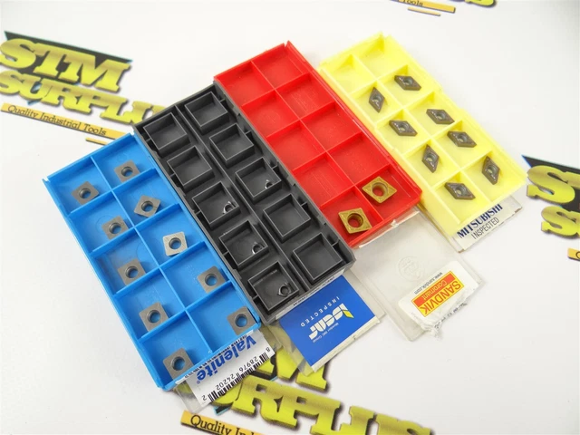 24 New Assorted Carbide Indexable Inserts Valenite Mitsubishi Sandvik Iscar