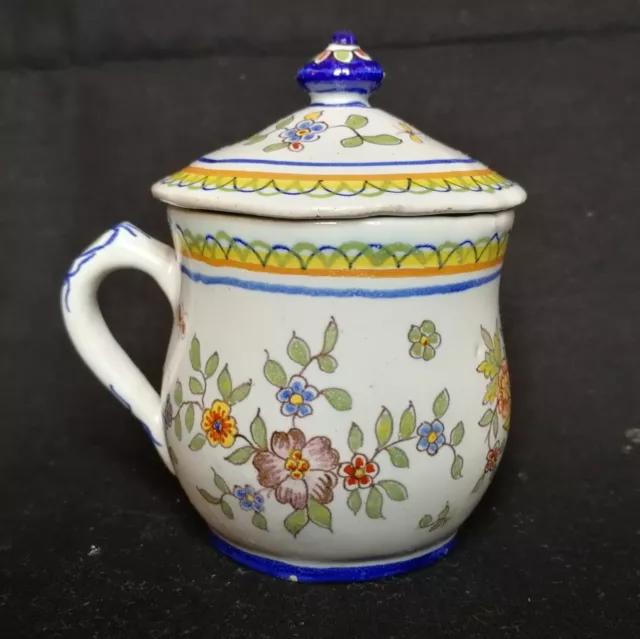 MAGNIFIQUE POT A CREME EN FAIENCE DE DESVRES FIN 19ème FOURMAINTRAUX COURQUIN 6