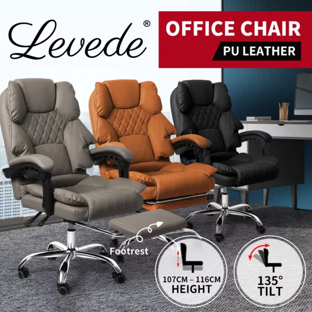 Levede Office Chair Gaming Recliner Executive Racing Computer Chairs PU Footrest