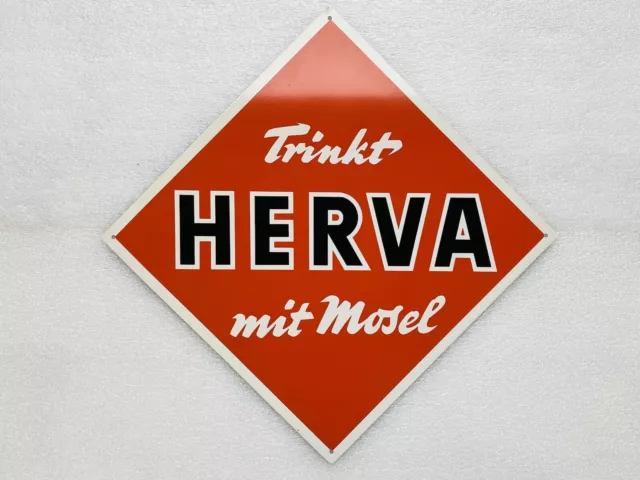 Blechschild Trinkt Herva Limonaden 40x40cm um 1965 - Original - kein Emailschild