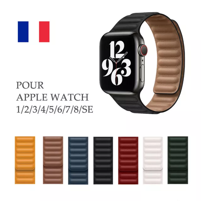 Bracelet cuir pour Apple Watch 38/40/41mm 42/44/45mm Serie 8 7 6 5 4 3 2 1 SE