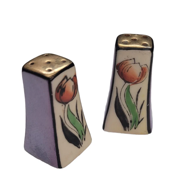 Vintage Miniature Ceramic Hand Painted Floral Salt and Pepper Shakers