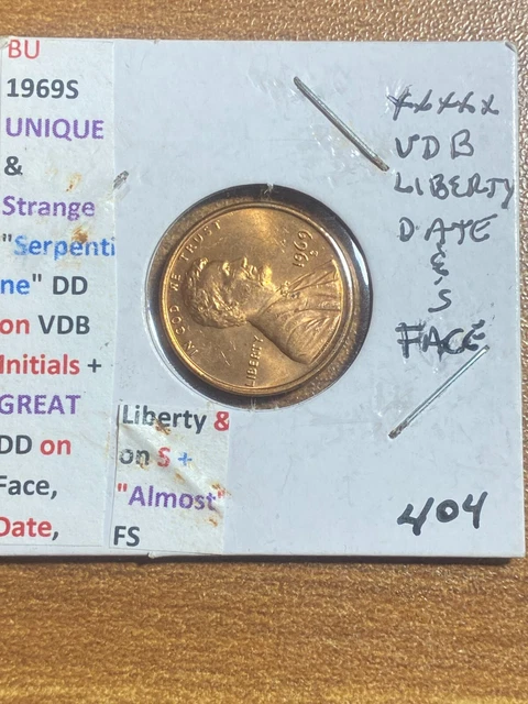 1969-S Lincoln RED Cent With Errors, these coins are in a BU condition #404