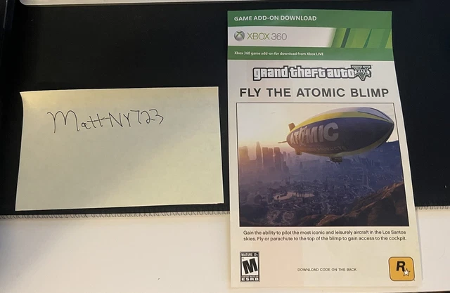 Grand Theft Auto V Atomic Blimp 5 Unused DLC Code Xbox 360 (Digital Code)