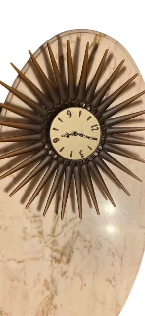 SYROCO SUNBURST WALL CLOCK vintage Danish MCM mid century modern Nordic atomic